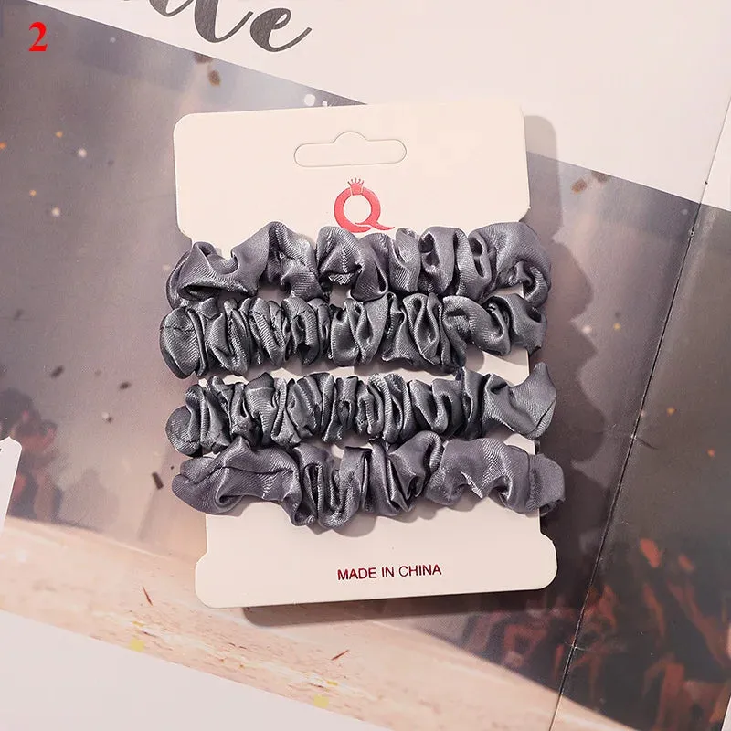Silk Hair Scrunchies Set - Solid Color Hair Rings for Women, Elastic Hair Ties and Accessories