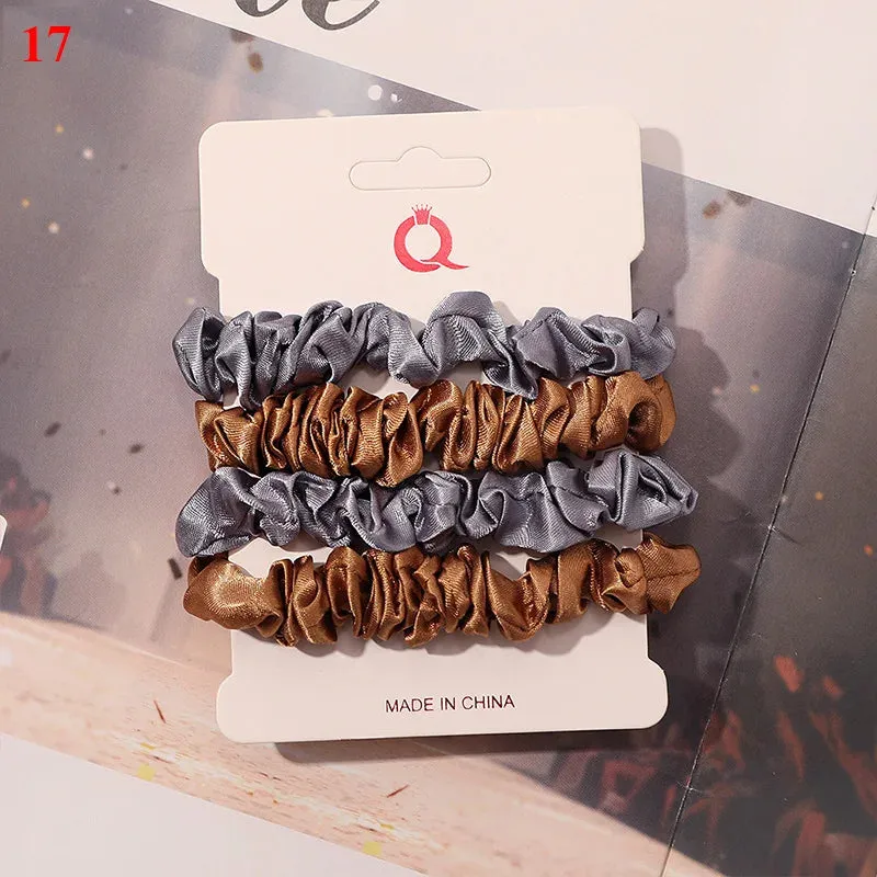 Silk Hair Scrunchies Set - Solid Color Hair Rings for Women, Elastic Hair Ties and Accessories