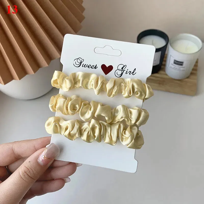 Silk Hair Scrunchies Set - Solid Color Hair Rings for Women, Elastic Hair Ties and Accessories