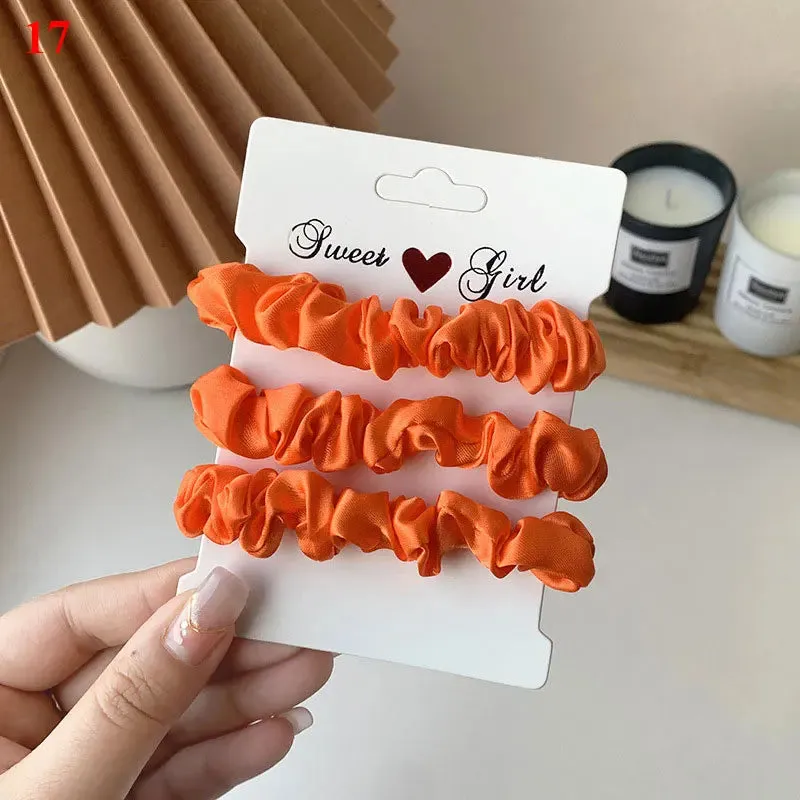 Silk Hair Scrunchies Set - Solid Color Hair Rings for Women, Elastic Hair Ties and Accessories