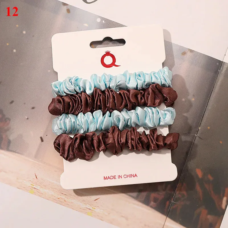 Silk Hair Scrunchies Set - Solid Color Hair Rings for Women, Elastic Hair Ties and Accessories