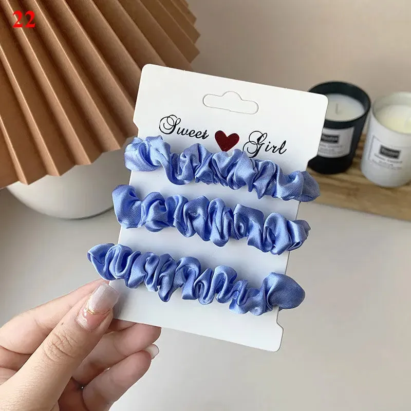 Silk Hair Scrunchies Set - Solid Color Hair Rings for Women, Elastic Hair Ties and Accessories