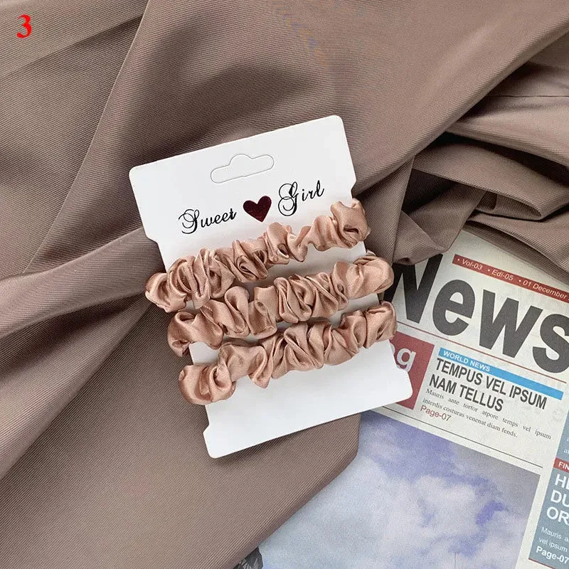 Silk Hair Scrunchies Set - Solid Color Hair Rings for Women, Elastic Hair Ties and Accessories
