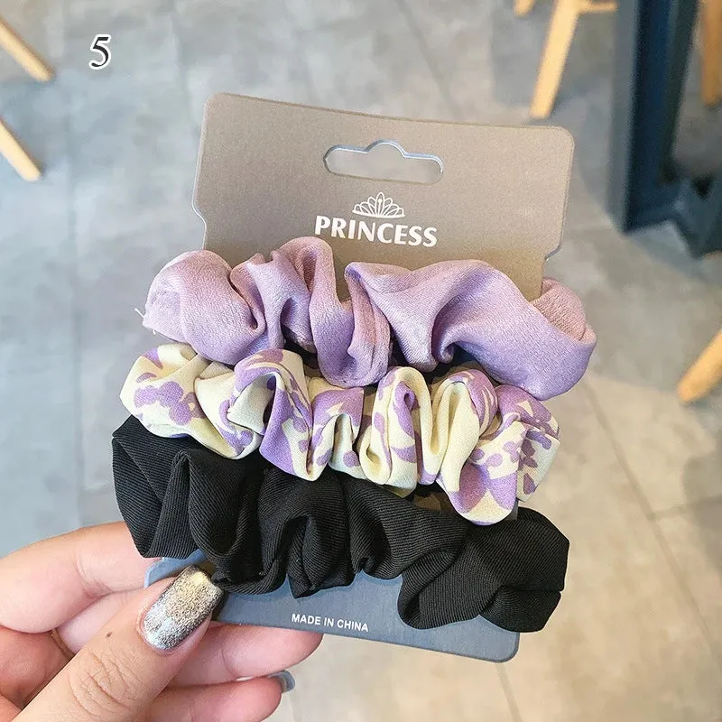 Silk Hair Scrunchies Set - Solid Color Hair Rings for Women, Elastic Hair Ties and Accessories