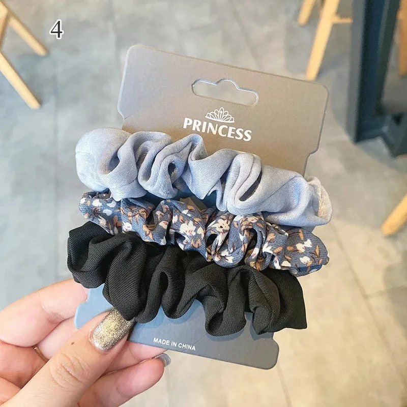 Silk Hair Scrunchies Set - Solid Color Hair Rings for Women, Elastic Hair Ties and Accessories