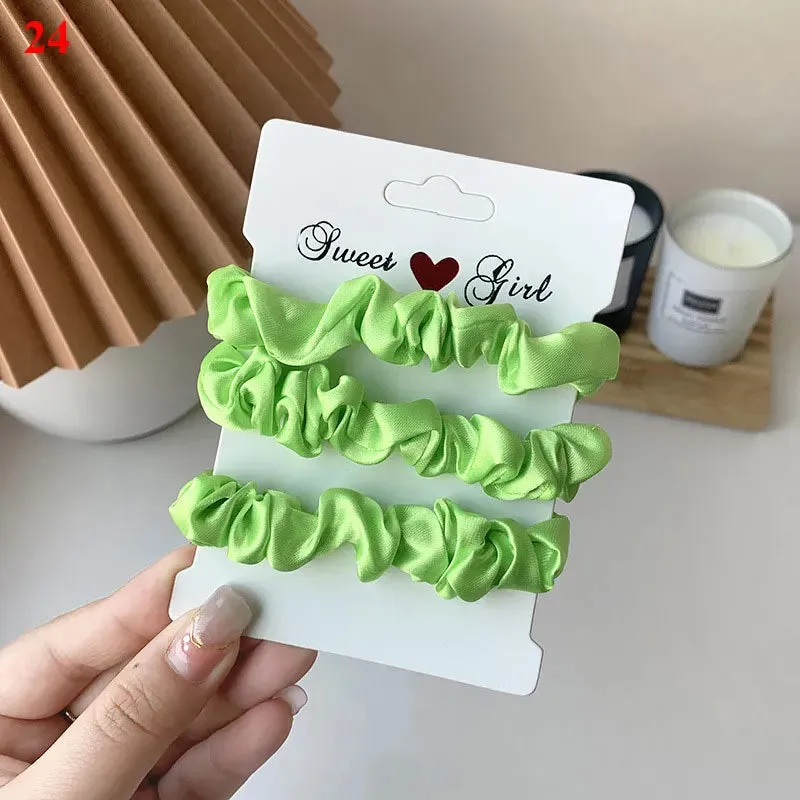 Silk Hair Scrunchies Set - Solid Color Hair Rings for Women, Elastic Hair Ties and Accessories