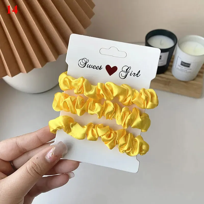 Silk Hair Scrunchies Set - Solid Color Hair Rings for Women, Elastic Hair Ties and Accessories