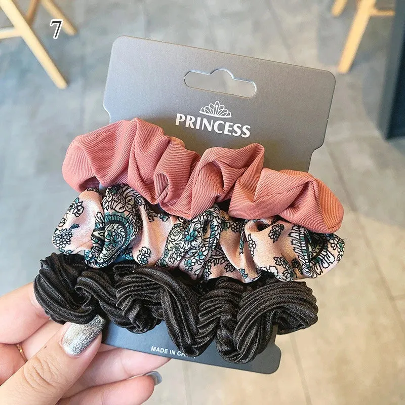 Silk Hair Scrunchies Set - Solid Color Hair Rings for Women, Elastic Hair Ties and Accessories