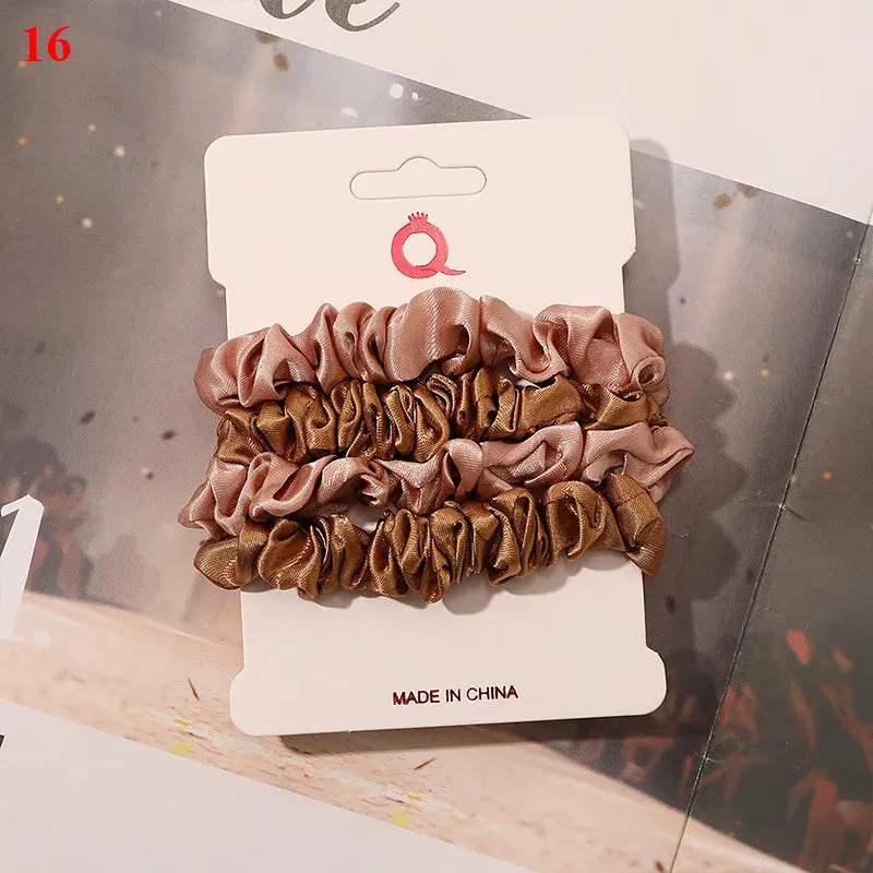 Silk Hair Scrunchies Set - Solid Color Hair Rings for Women, Elastic Hair Ties and Accessories