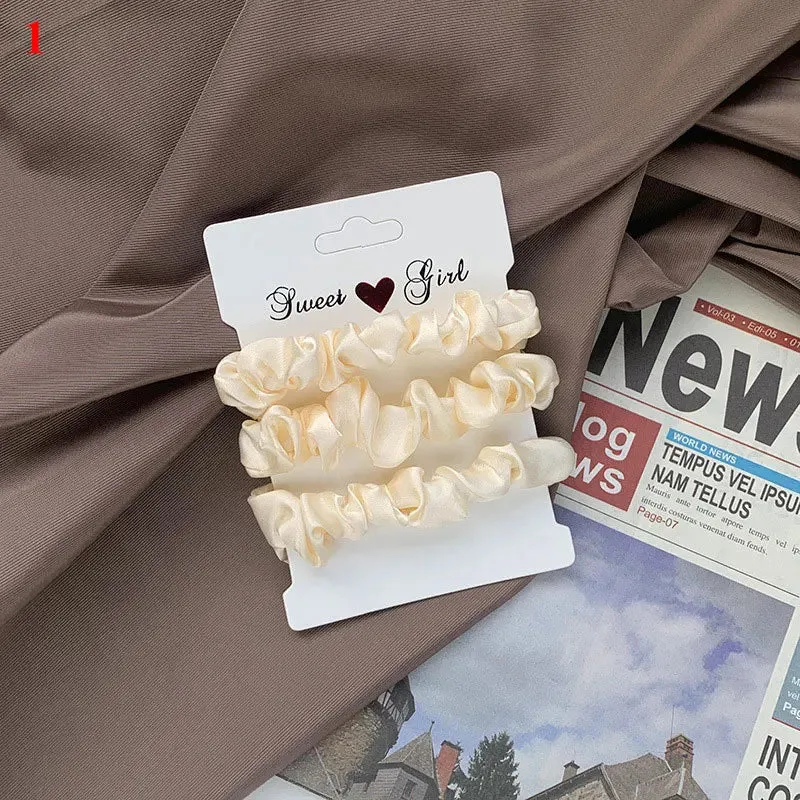 Silk Hair Scrunchies Set - Solid Color Hair Rings for Women, Elastic Hair Ties and Accessories