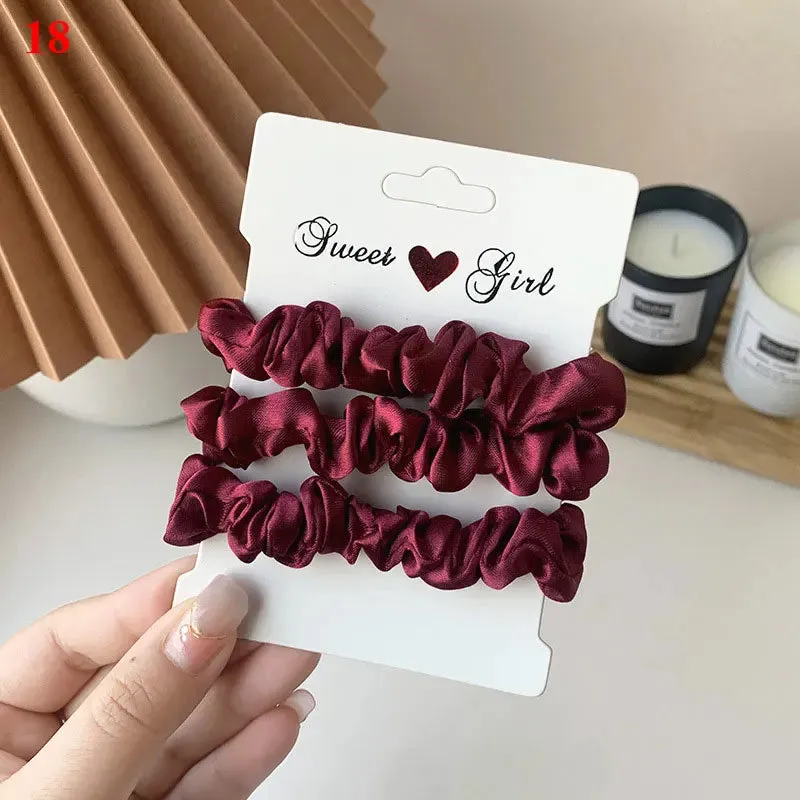 Silk Hair Scrunchies Set - Solid Color Hair Rings for Women, Elastic Hair Ties and Accessories