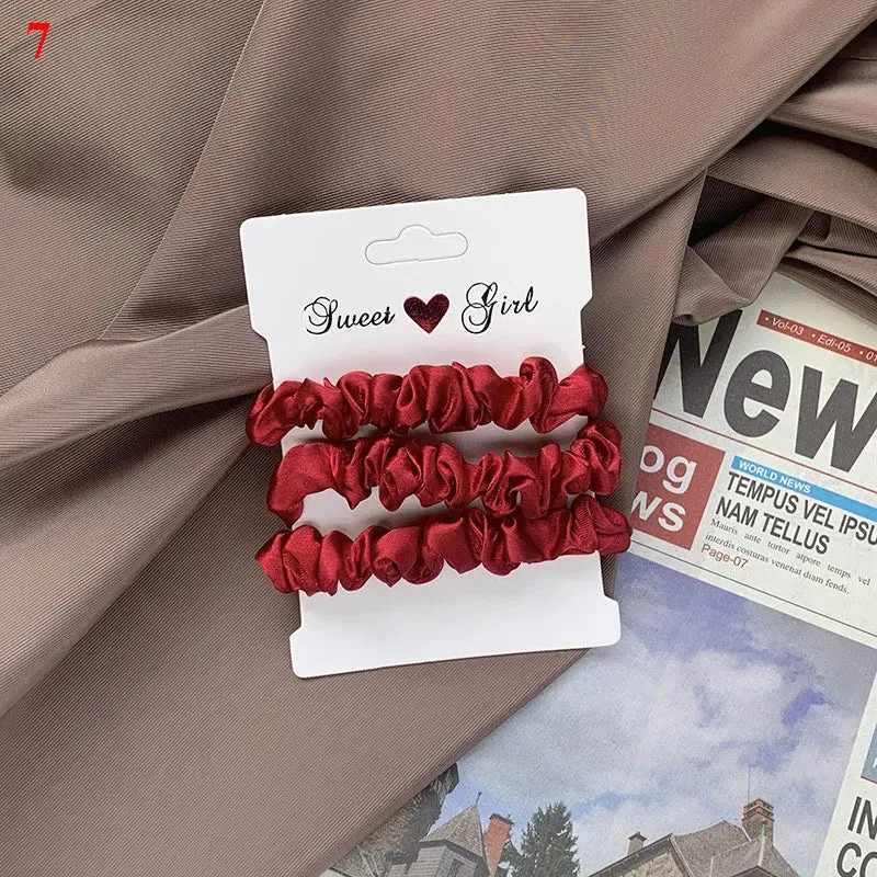Silk Hair Scrunchies Set - Solid Color Hair Rings for Women, Elastic Hair Ties and Accessories