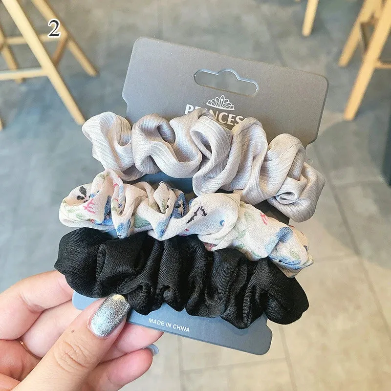 Silk Hair Scrunchies Set - Solid Color Hair Rings for Women, Elastic Hair Ties and Accessories