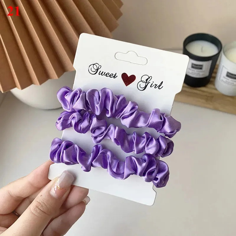 Silk Hair Scrunchies Set - Solid Color Hair Rings for Women, Elastic Hair Ties and Accessories