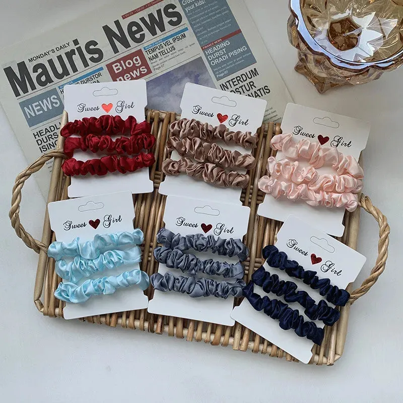 Silk Hair Scrunchies Set - Solid Color Hair Rings for Women, Elastic Hair Ties and Accessories