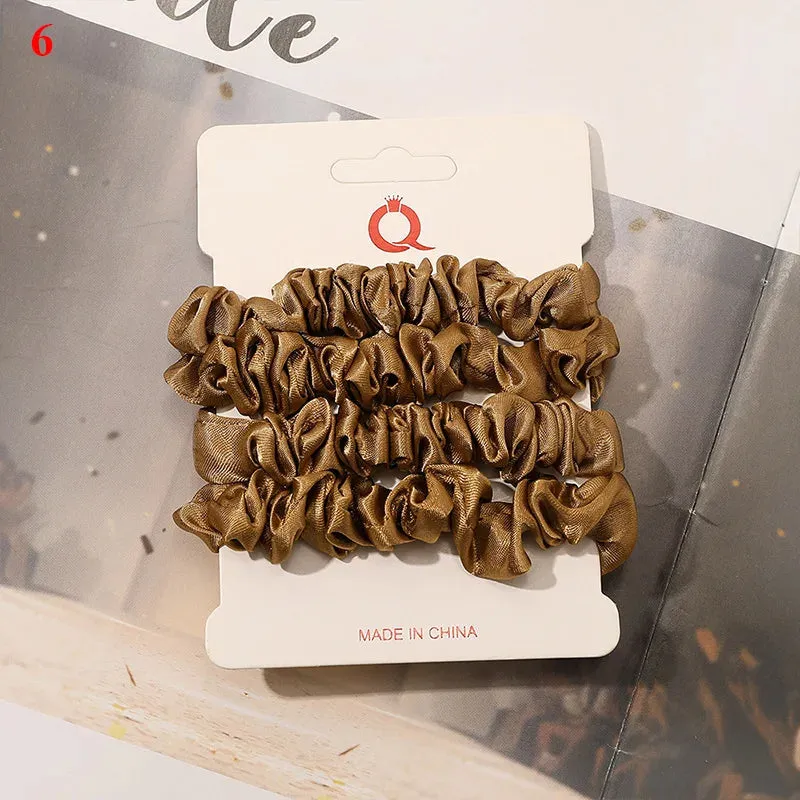 Silk Hair Scrunchies Set - Solid Color Hair Rings for Women, Elastic Hair Ties and Accessories