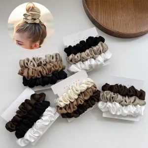 Silk Hair Scrunchies Set - Solid Color Hair Rings for Women, Elastic Hair Ties and Accessories