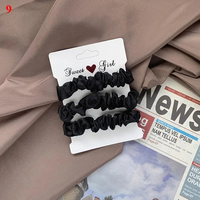 Silk Hair Scrunchies Set - Solid Color Hair Rings for Women, Elastic Hair Ties and Accessories
