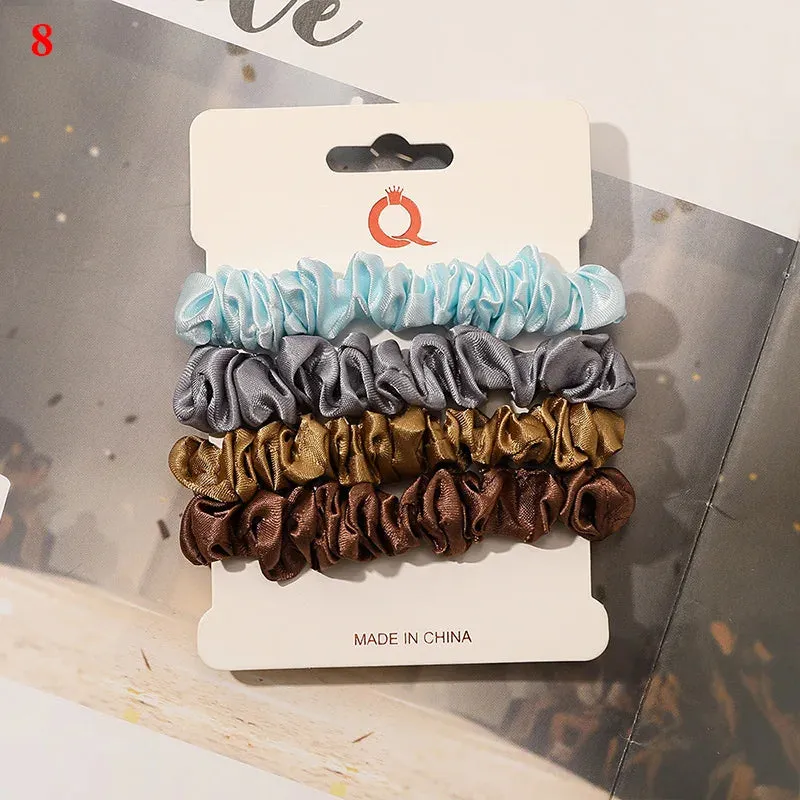 Silk Hair Scrunchies Set - Solid Color Hair Rings for Women, Elastic Hair Ties and Accessories