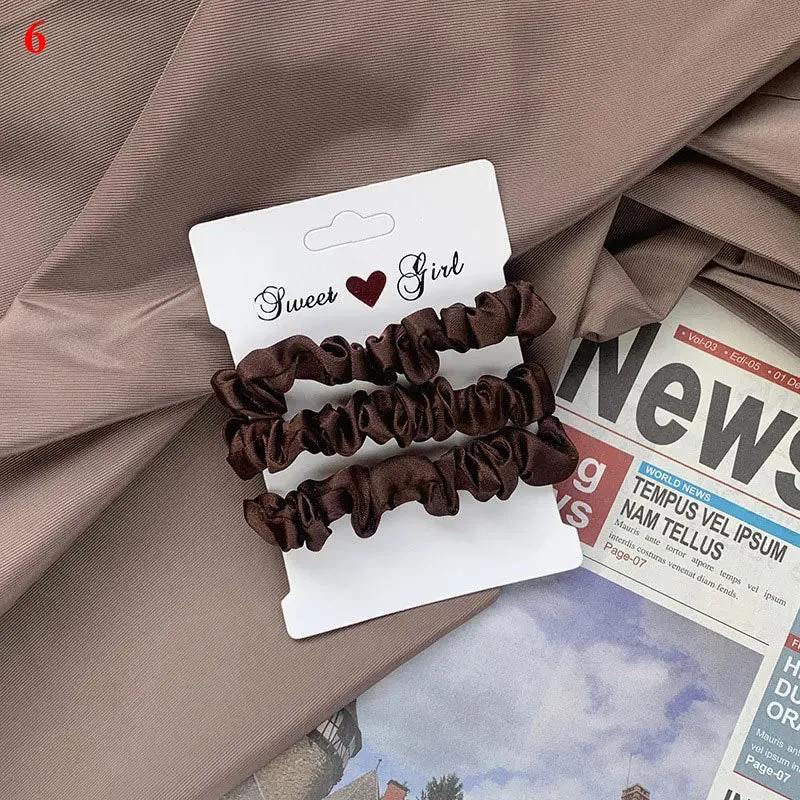 Silk Hair Scrunchies Set - Solid Color Hair Rings for Women, Elastic Hair Ties and Accessories