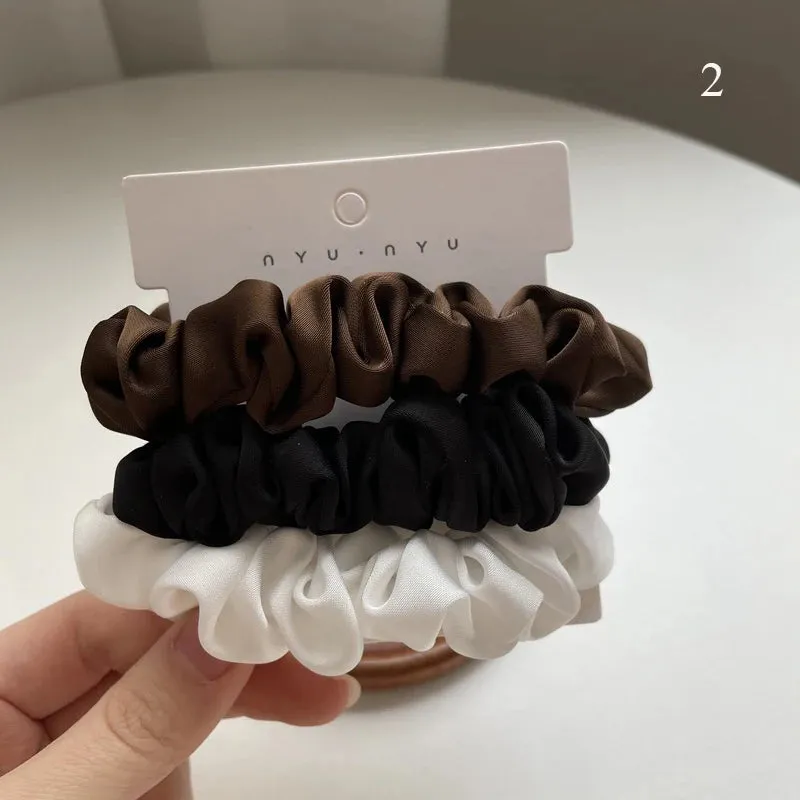Silk Hair Scrunchies Set - Solid Color Hair Rings for Women, Elastic Hair Ties and Accessories