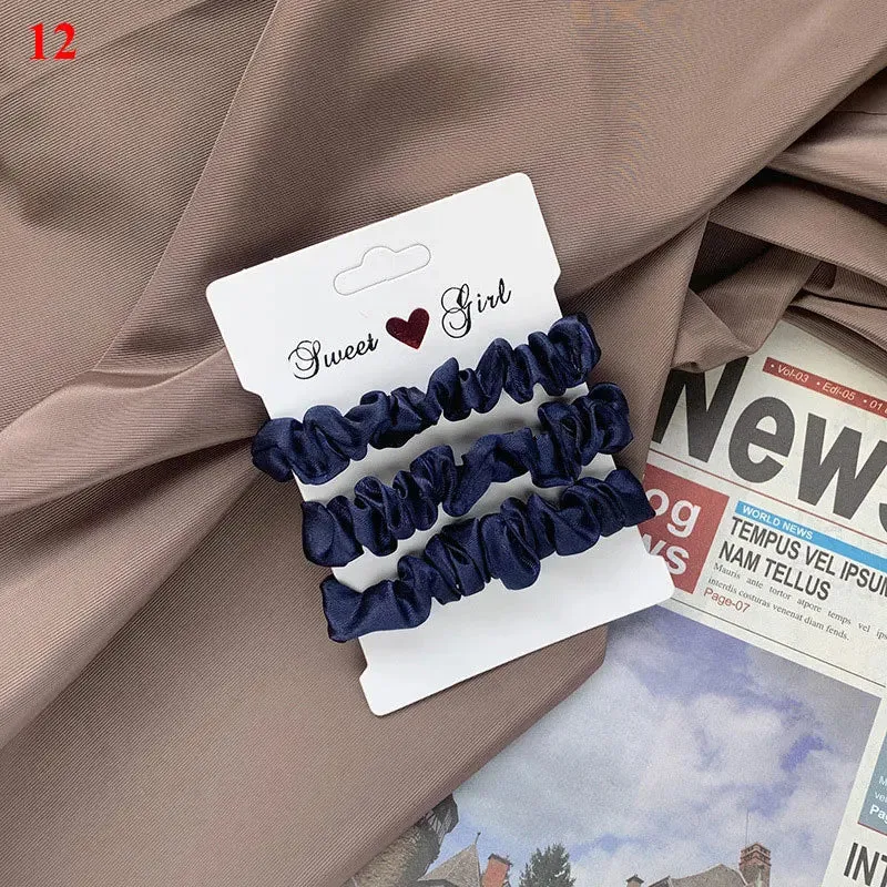 Silk Hair Scrunchies Set - Solid Color Hair Rings for Women, Elastic Hair Ties and Accessories