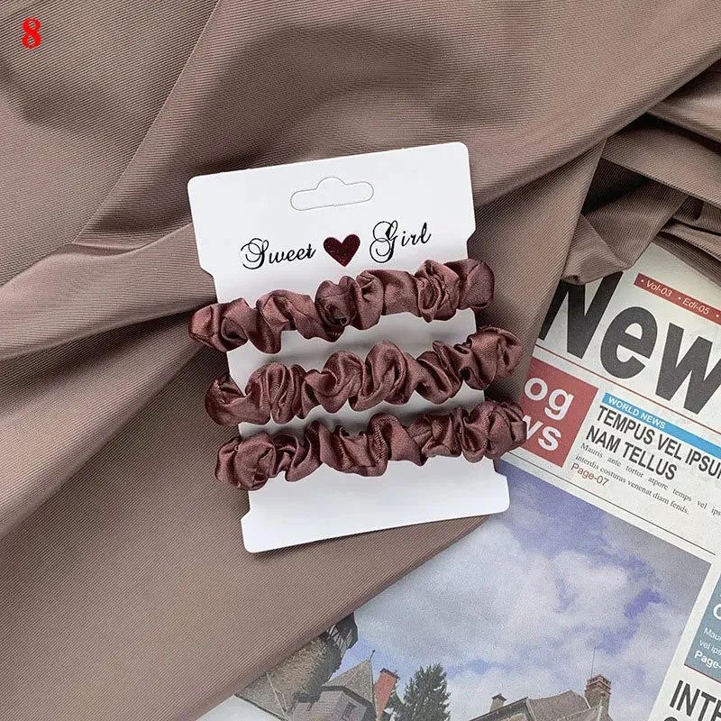 Silk Hair Scrunchies Set - Solid Color Hair Rings for Women, Elastic Hair Ties and Accessories