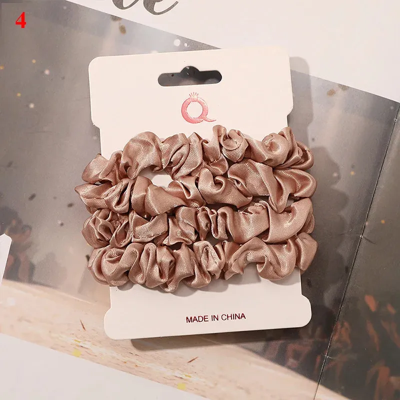 Silk Hair Scrunchies Set - Solid Color Hair Rings for Women, Elastic Hair Ties and Accessories