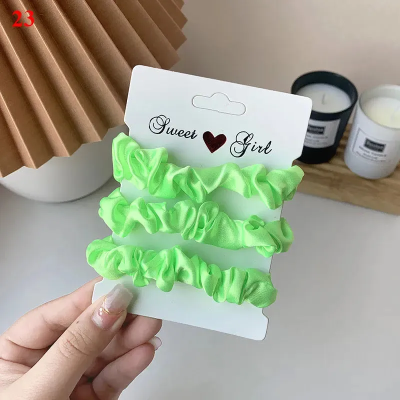 Silk Hair Scrunchies Set - Solid Color Hair Rings for Women, Elastic Hair Ties and Accessories