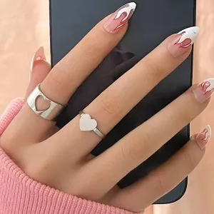 Silver Heart Matching Couple Ring