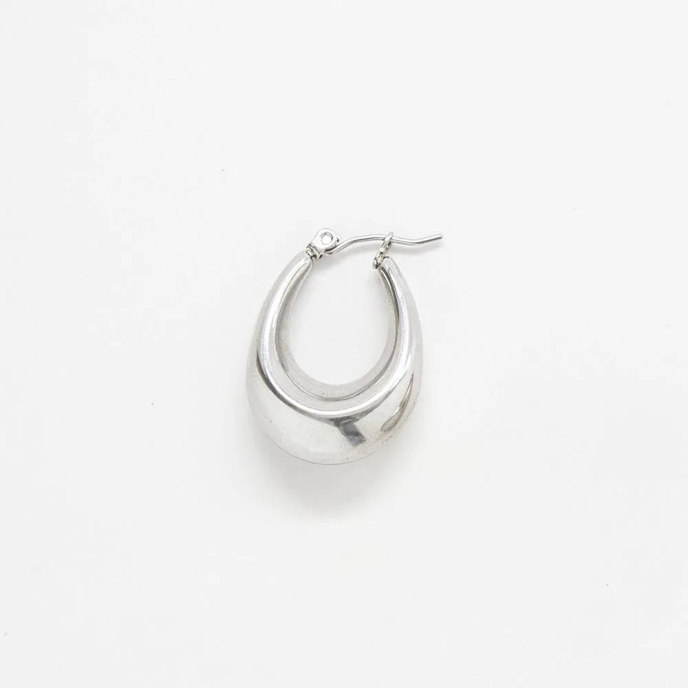 Silver Oval Hoop Earrings