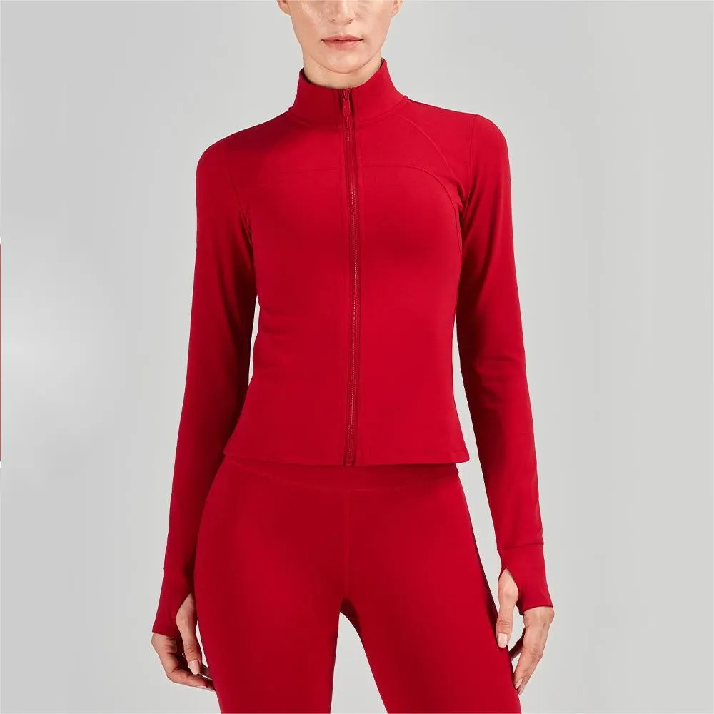Simple sporty yoga jacket with zipper