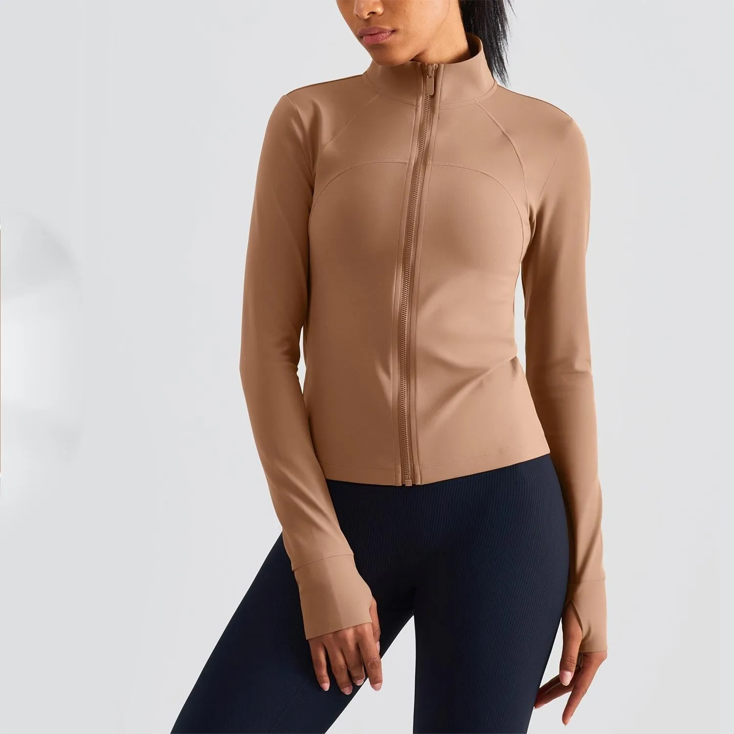 Simple sporty yoga jacket with zipper