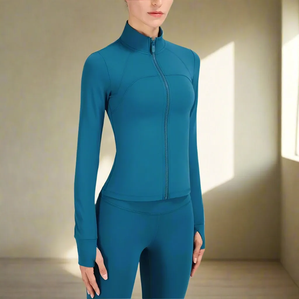 Simple sporty yoga jacket with zipper