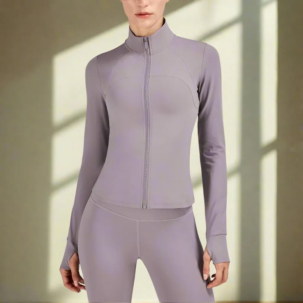 Simple sporty yoga jacket with zipper