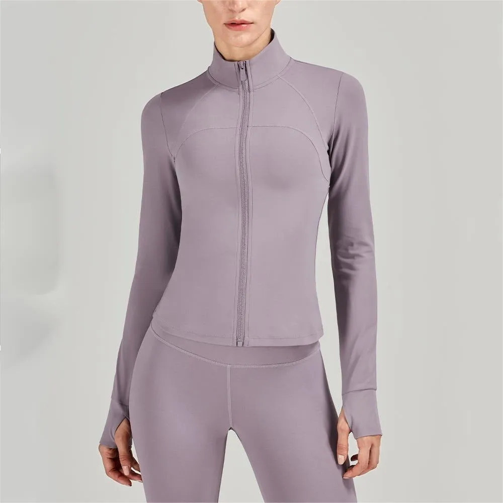 Simple sporty yoga jacket with zipper