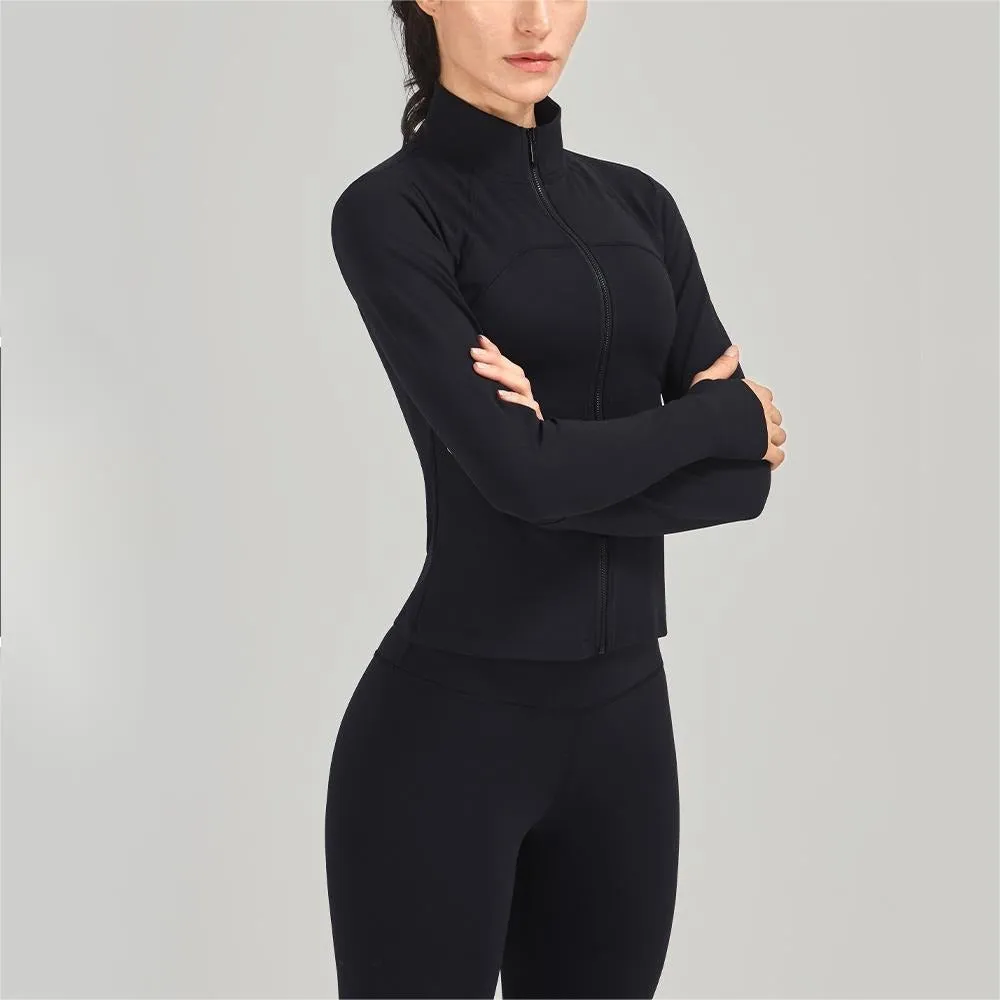 Simple sporty yoga jacket with zipper