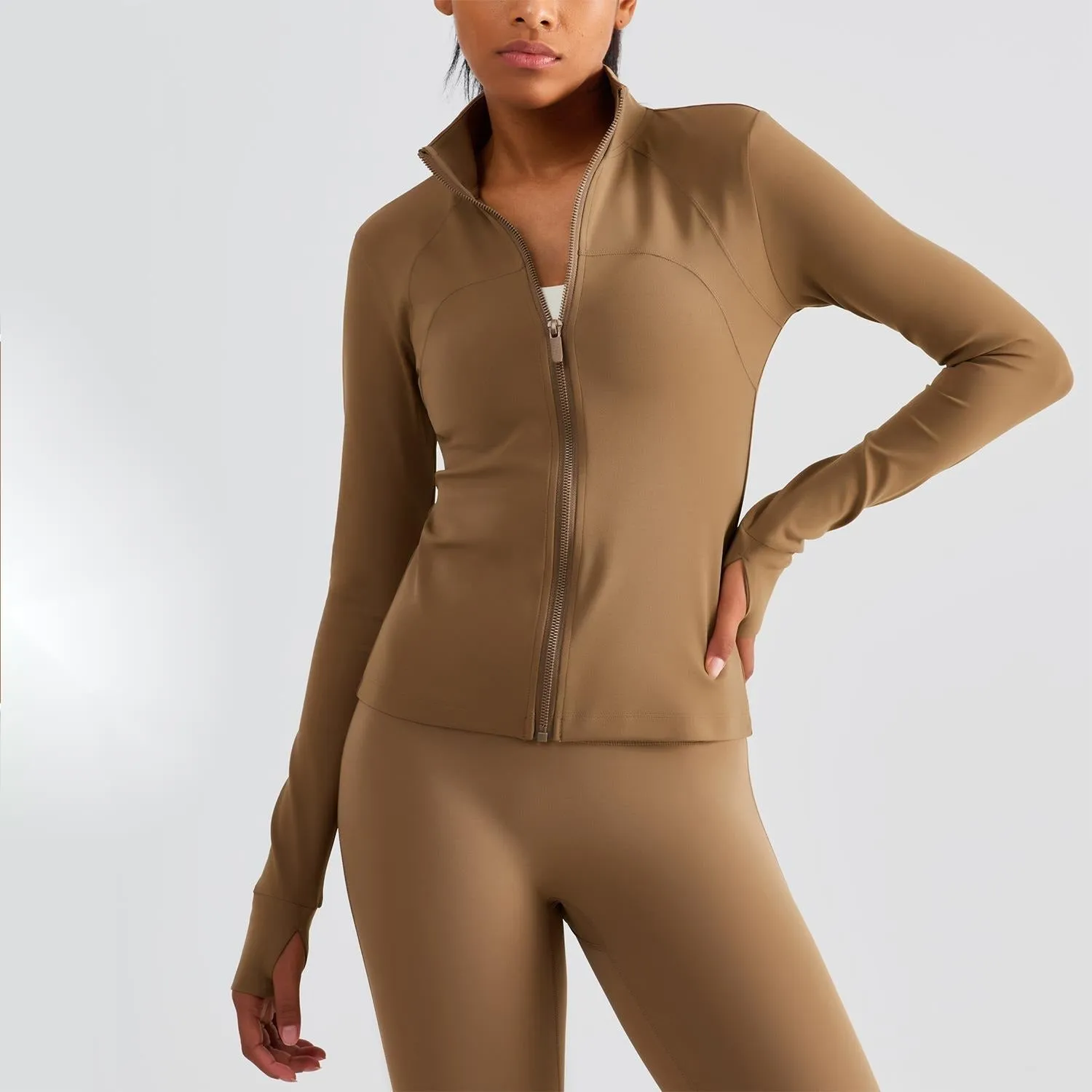 Simple sporty yoga jacket with zipper
