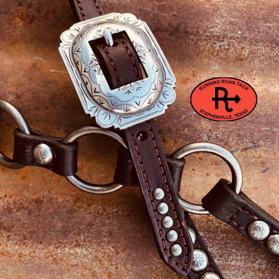 Single Ear Ring Headstall with Antique Silver Hardware 36"-40"