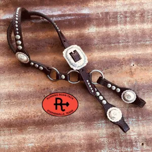 Single Ear Ring Headstall with Antique Silver Hardware 36"-40"