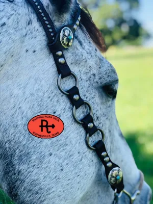 Single Ear Ring Headstall with German Silver Flower Hardware 39"-43"