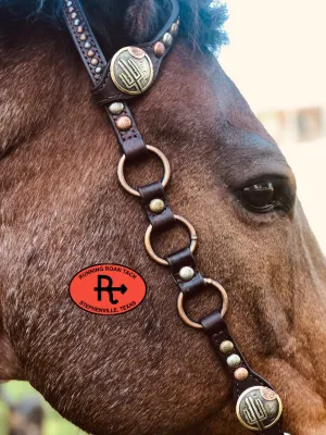 Single Ear Ring Headstall with Multicolor Dots and German Silver Cactus Hardware 38"-42"