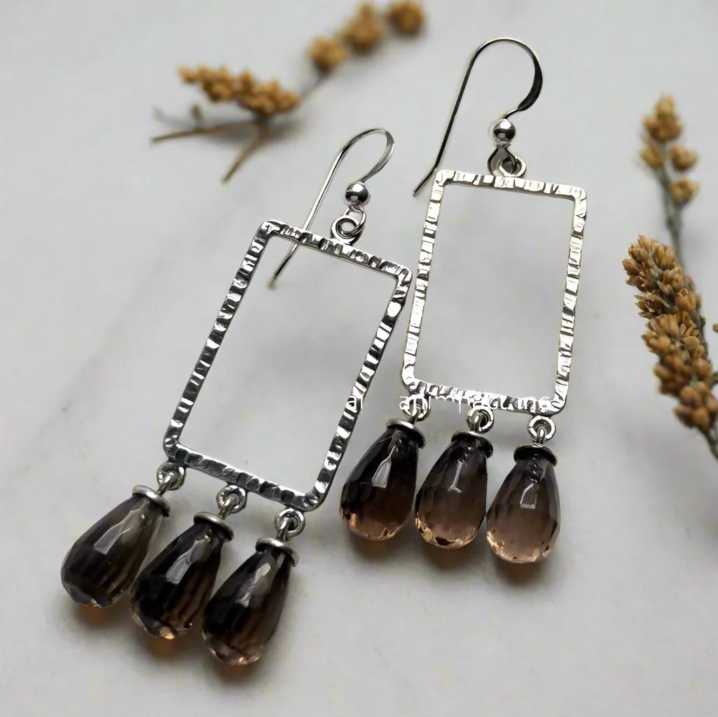 Smoky Quartz Rectangle Earrings - Make It Real.