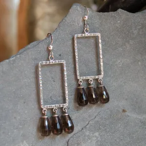 Smoky Quartz Rectangle Earrings - Make It Real.