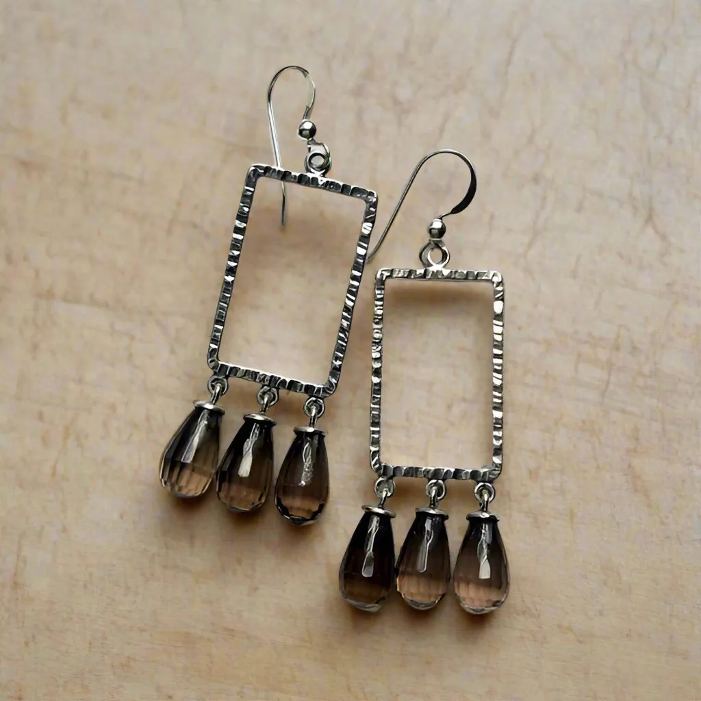 Smoky Quartz Rectangle Earrings - Make It Real.