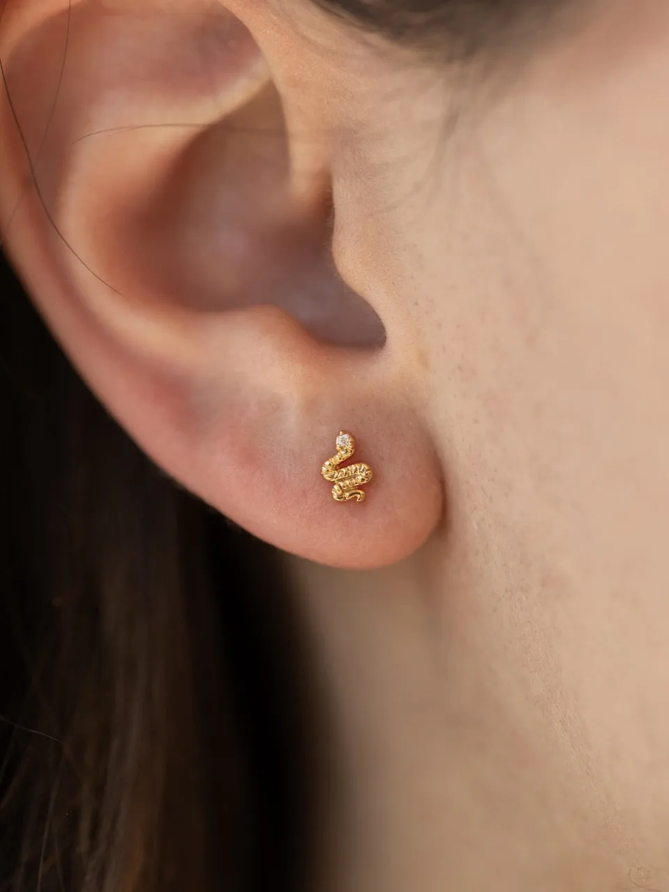 Snake Stud Earrings in Gold
