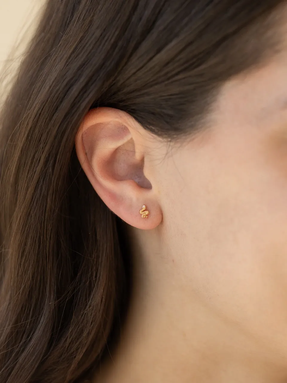Snake Stud Earrings in Gold