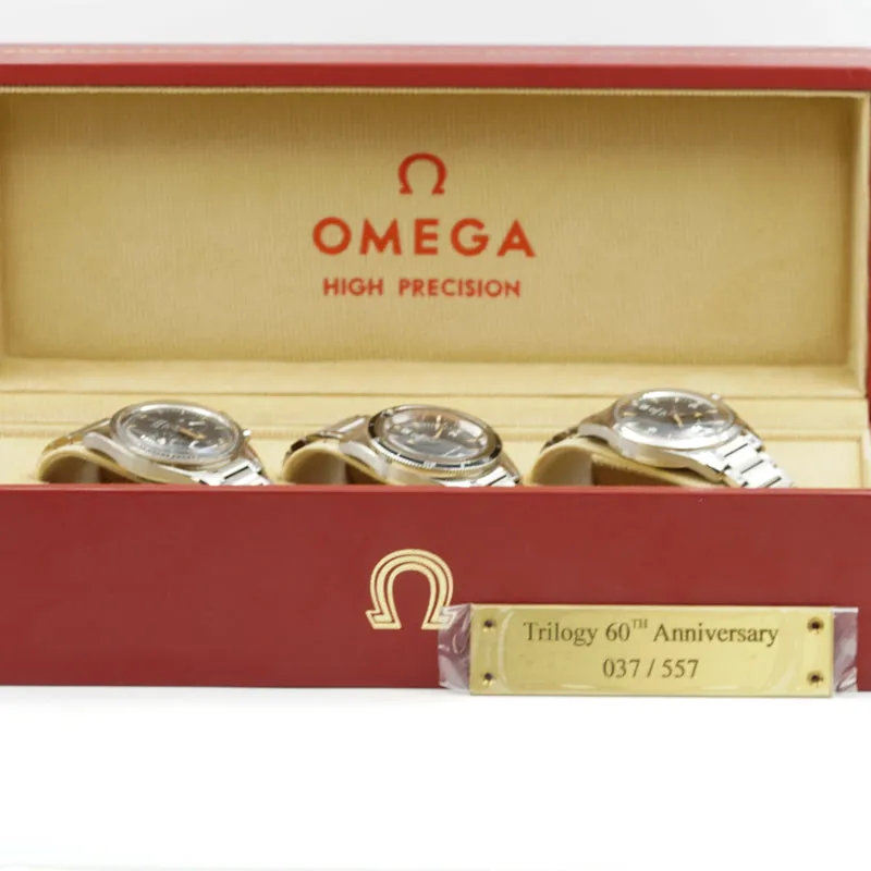 SOLD - Omega 57 Trilogy Full Set Railmaster Seamaster Speedmaster B&P '19