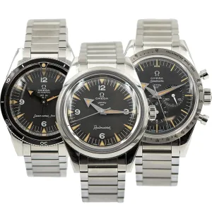 SOLD - Omega 57 Trilogy Full Set Railmaster Seamaster Speedmaster B&P '19