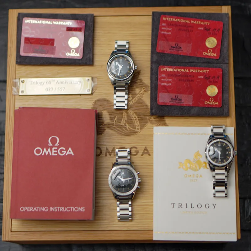 SOLD - Omega 57 Trilogy Full Set Railmaster Seamaster Speedmaster B&P '19